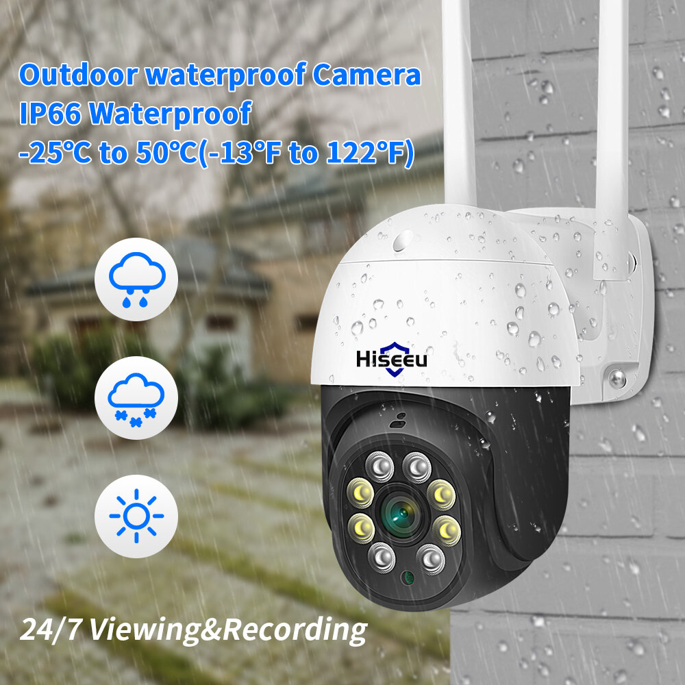 Hiseeu 3MP/5MP PTZ IP Camera Outdoor Security AI Human Detection H.265X Wireless WiFi  Video Surveillance Cameras iCsee P2P