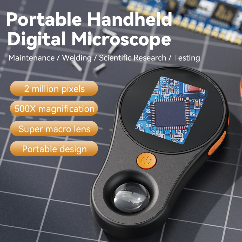 Portable Handheld Digital Microscope Macro lens 500X Magnification 2MP Camera Clear 1080P Resolution Integrated LED Lights Superior Battery Life Ideal for Exploration and Discovery