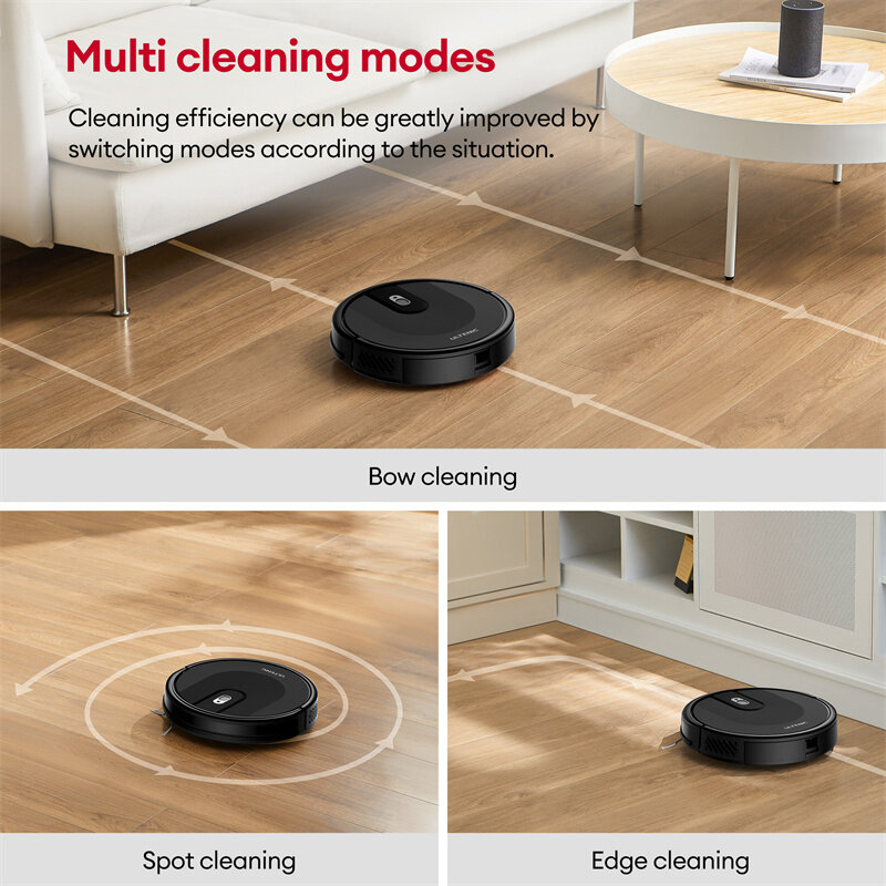 [EU Direct]Ultenic D5 Robot Vacuum Cleaner, 3000Pa Powerful Suction, 120min Max. Runtime, 3 Cleaning Modes, Carpet Auto-boost, Automatic Recharge, Schedule Cleaning, Remote Control, Alexa/Google Assistant