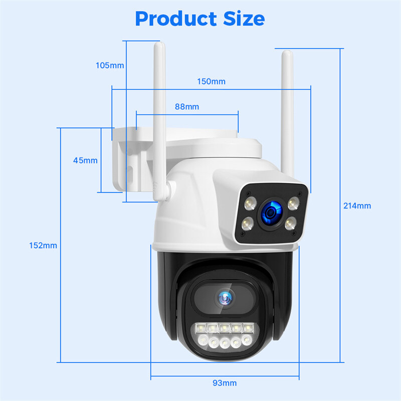 Hiseeu WS418B 4K 8MP Dual Lens Outdoor WiFi Camera Wireless PTZ Security ONVIF H.265+ Cam Night Vision AI Humanoid Detection Auto Tracking Two-Way Audio Monitoring IP Cameras