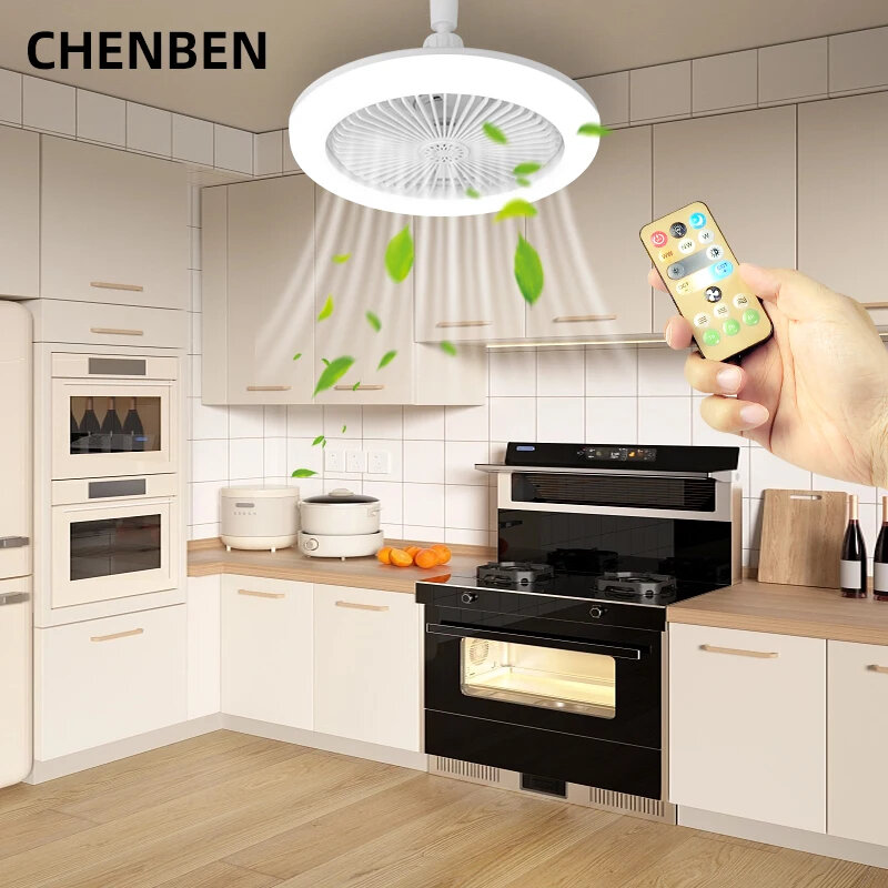 Ceiling Fans E27 Converter Base Smart Silent Ceiling Fans With Remote Control and Light LED Lamp Fan for Bedroom Living Room