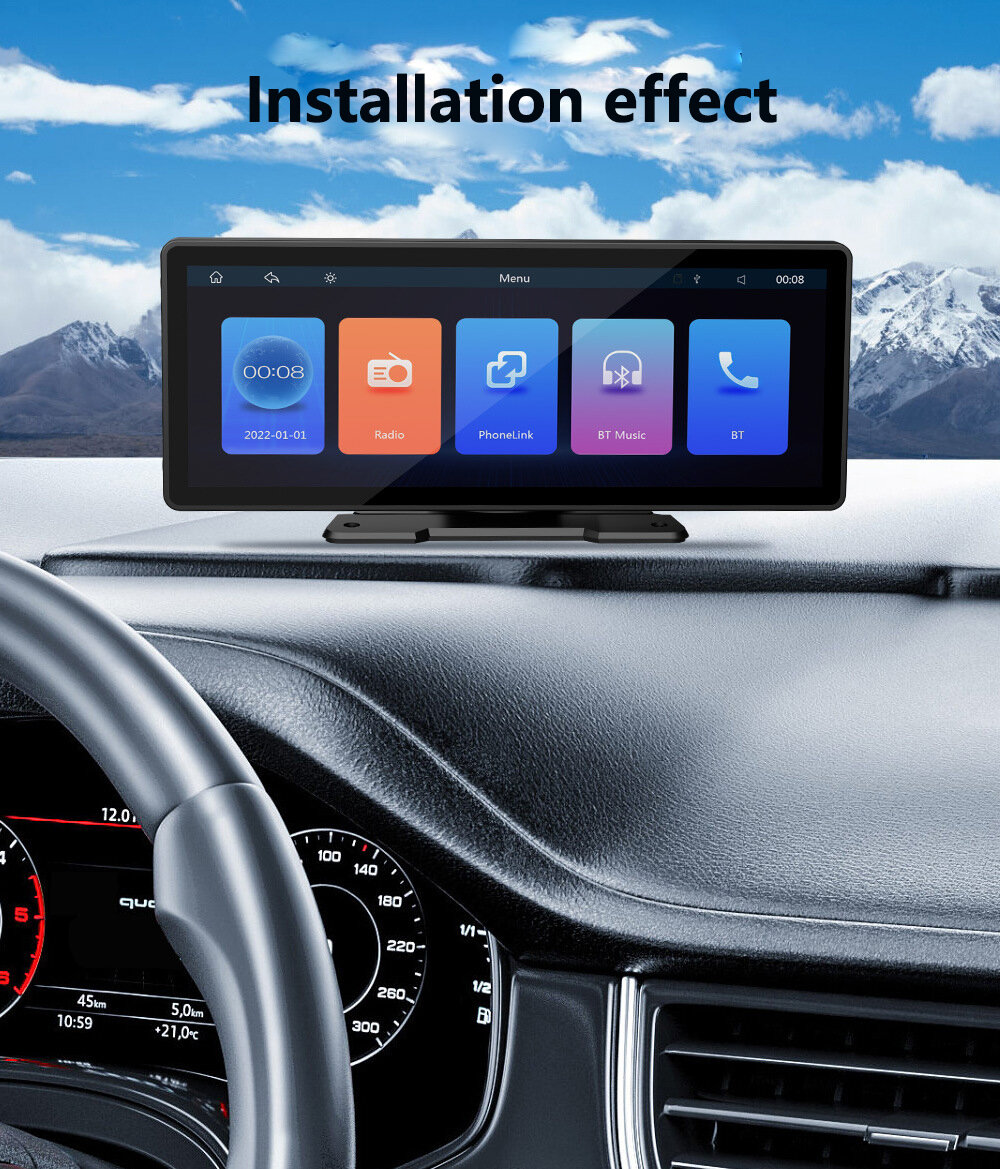 10.26 inch Portable bluetooth Car MP5 Player HD Large Screen Wireless Carplay Car Radio Built-in 1W Speaker