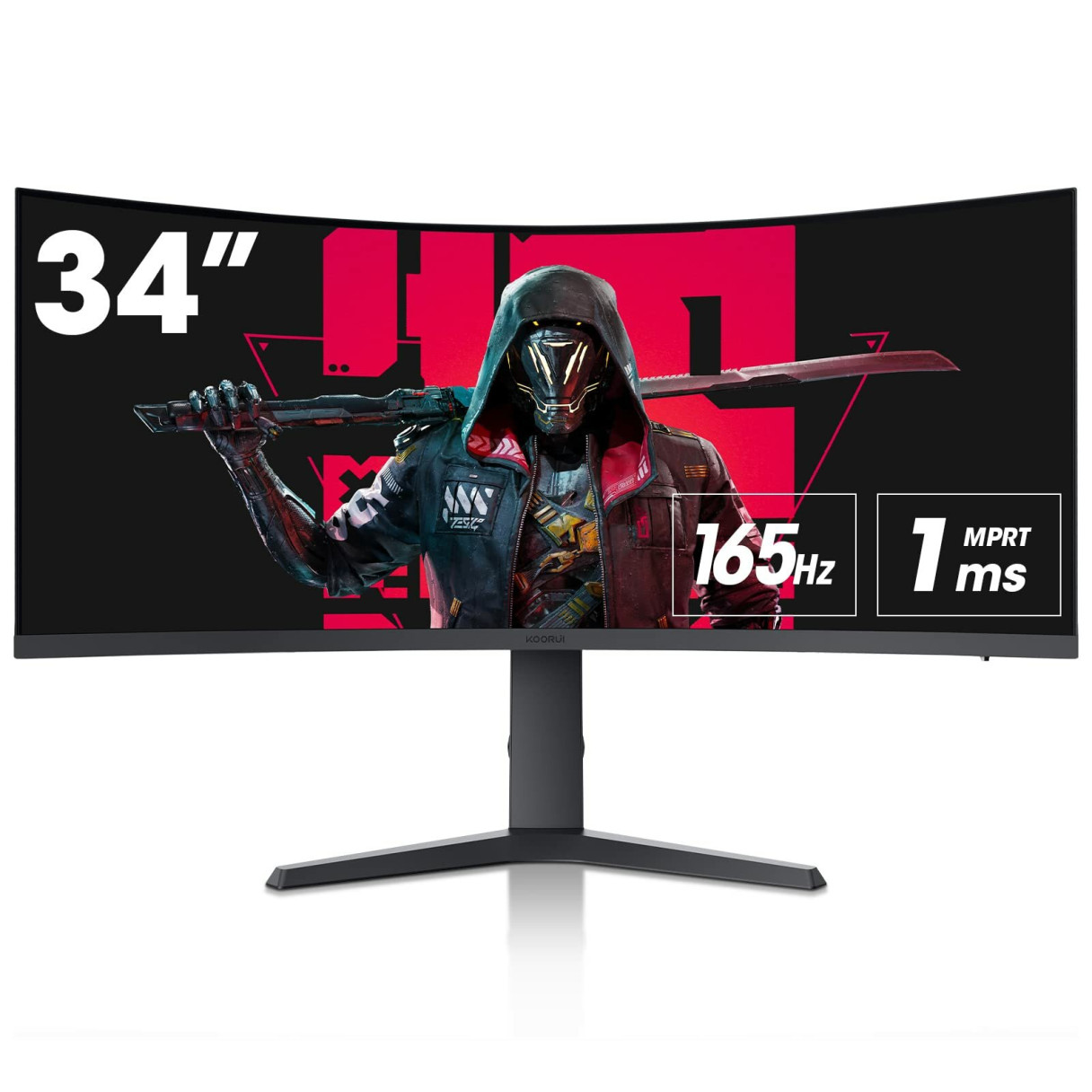 KOORUI 34 Inch Ultrawide Curved Gaming Monitor PC Screen 165Hz 1MS 1000R WQHD 3440x1440P VA Adaptive Sync 2xHDMI 100Hz & DisPort 165Hz VESA 75 x 75 mm DCl-P3 90% Height Adjustable