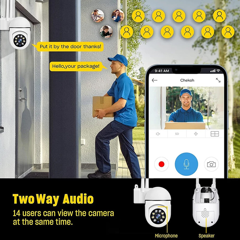 PTZ Wifi IP Surveillance Camera Outdoor Two-way Audio Wireless Camera H.264 Audio
