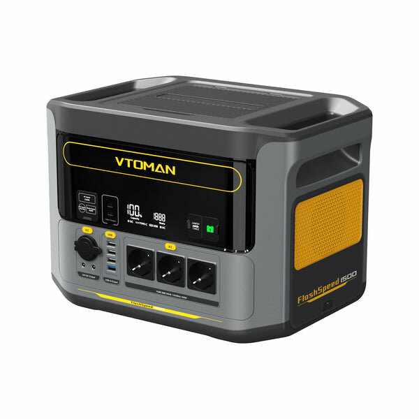 [EU Direct] VTOMAN FlashSpeed 1500 Portable Powerstation 1548Wh Full Charge in 1H, LiFePO4 Battery Powered Solar Generator with AC 230V/1500W Output/Input, 100W USB Port, Outdoor/Indoor UPS for Home Backup RV, Camping, Blackout EU Plug