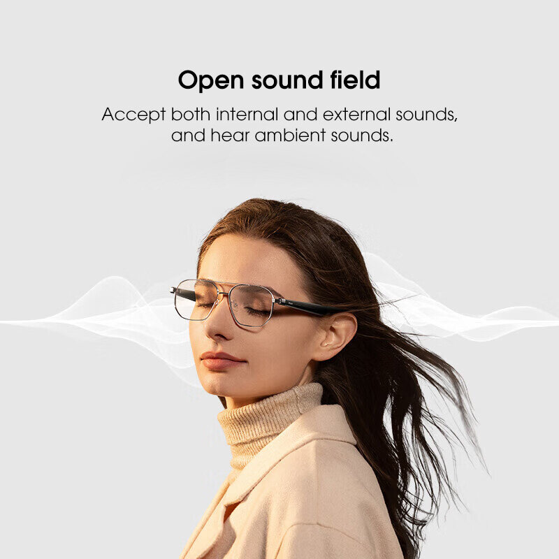 Xiaomi Mijia Smart Audio Glasses Wireless bluetooth Headset Open-sound Field Anti Sound Leakage Call Noise Cancelling 24H Long Endurance IP54 Waterproof 37.7g Smart Interaction Detachable Glasses Headphones