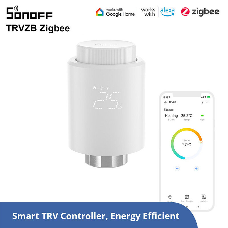 SONOFF TRVZB Smart Zigbe Thermostatic Radiator Valve Intelligent Thermostat Temperature Controller APP&Voice Control Work with Alexa Google Home