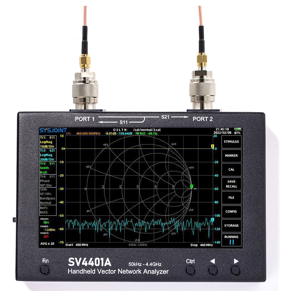 SV4401A 50KHz-4400MHz Vector Network Analyzer 7 inch Touch Screen 100db Dynamic NanoVNA Vector Network Analyzer