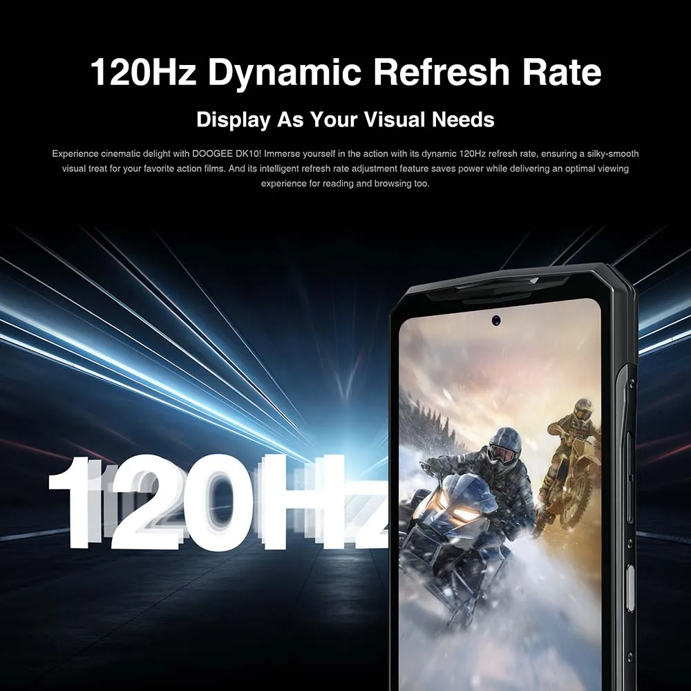 DOOGEE DK 10 5G Dimensity 8020 32GB 512GB Morpho 50MP Quad Camera 64MP Night Vision 6.67 Inch 120Hz 2K AMOLED Display 120W Fast Charging 50W Wireless Charging NFC IP68 IP69K Waterproof Rugged Smartphone