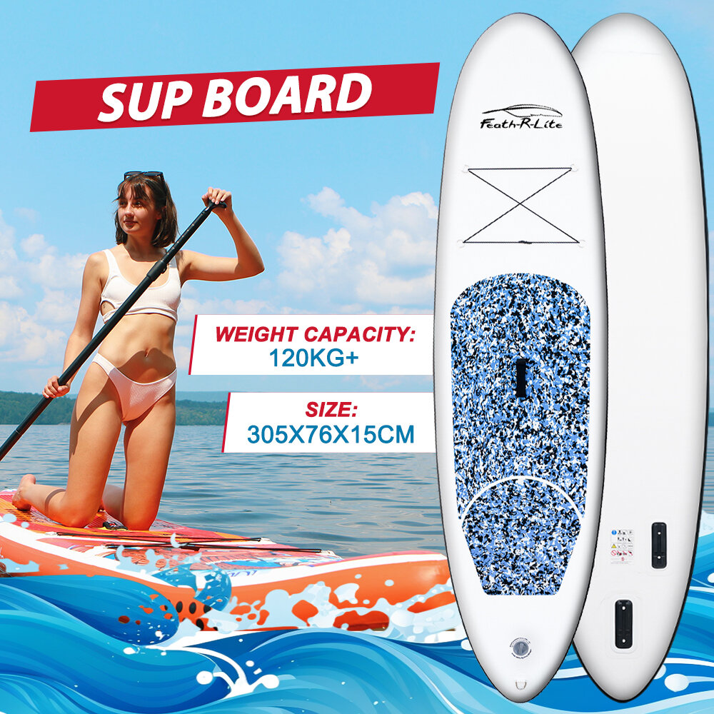 [EU Direct] FunWater Inflatable Stand Up Paddle Board Surfboard 305*76*15CM Complete Paddleboard Accessories Adjustable Paddle, Pump, ISUP Travel Backpack, Leash, Waterproof Bag, Adult Paddle Board SUPFR04A SUPFR04C SUPFR04E