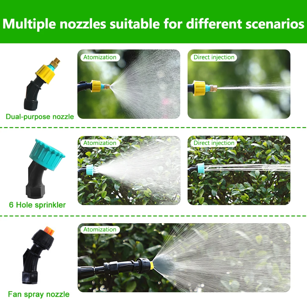 Portable Electric Garden Sprayer 2400mAh Spray Wand Gardening Sprayer Irrigation Tool USB Rechargeable Telescopic Handle with 3 Nozzles for Yard Plant