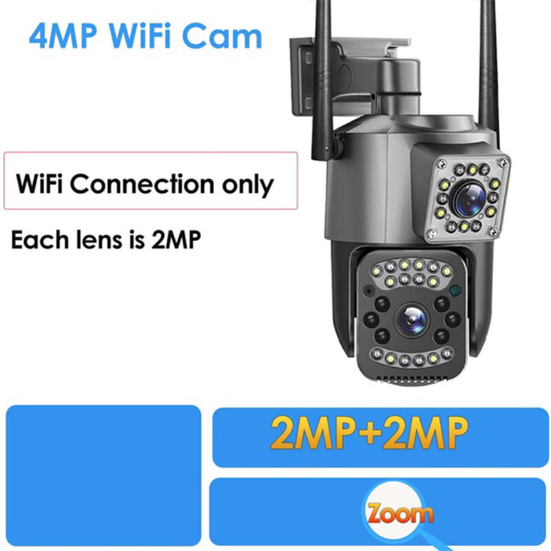 2MP+2MP 1080P WiFi IP Camera Dual Lens 355° Dual Screen 4MP Outdoor Security Camera 10X Zoom Two Way Voice Video Surveillance PTZ CCTV Camera APP Control Automatic Tracking EU Plug