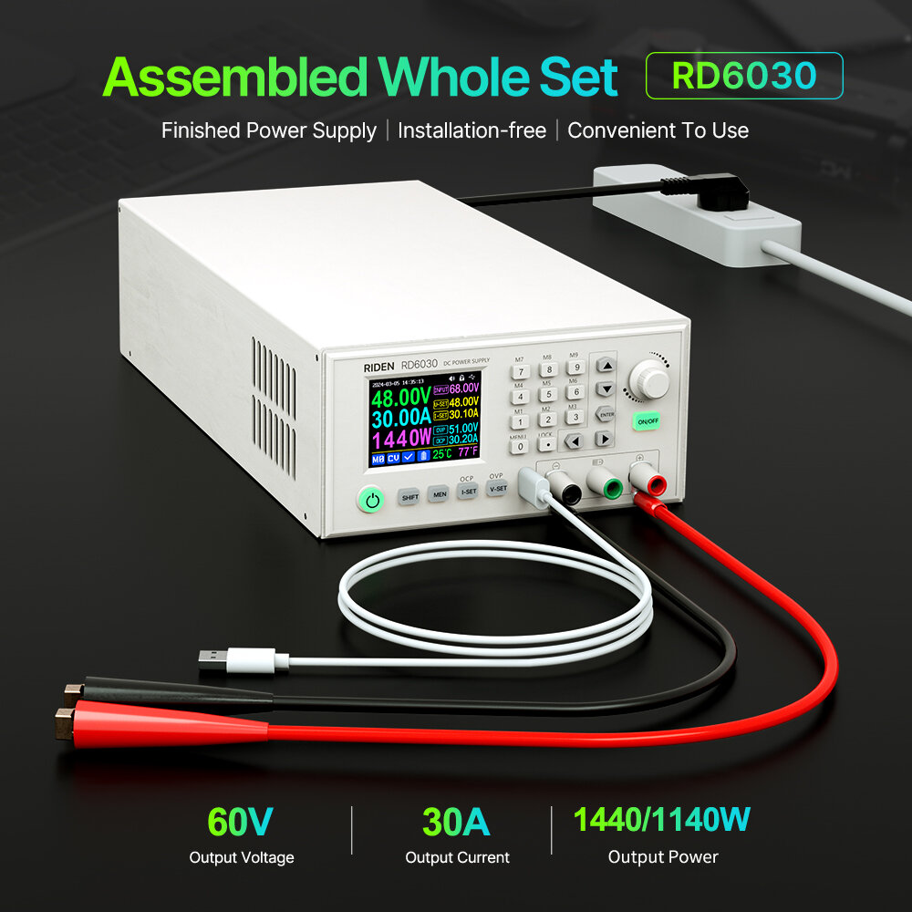 RIDEN RD6030 Assembled Set 60V 30A DC Voltage Step-down Stabilized Lab Power Supply Module Buck Adjustable Converter Battery Charging