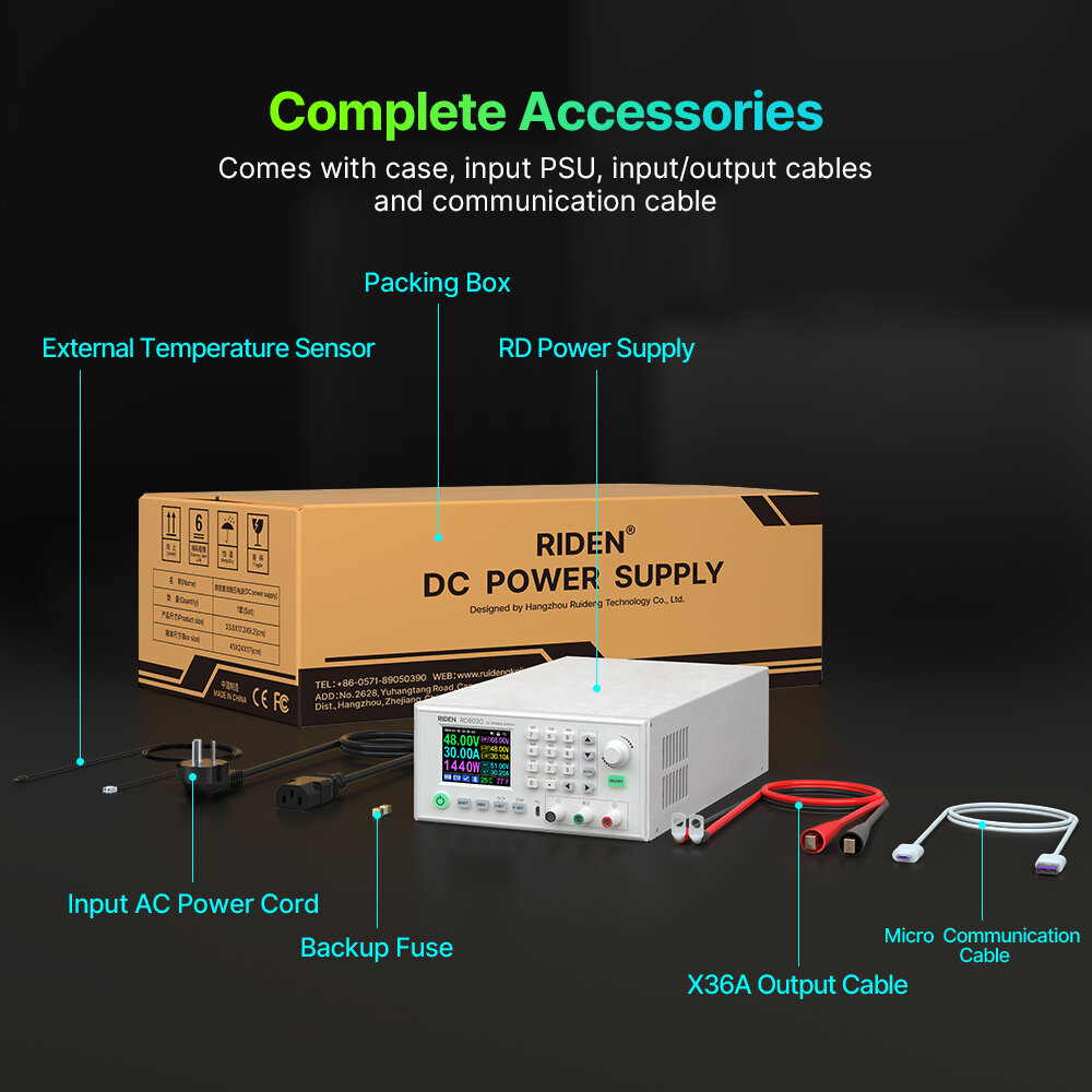 RIDEN RD6030 Assembled Set 60V 30A DC Voltage Step-down Stabilized Lab Power Supply Module Buck Adjustable Converter Battery Charging