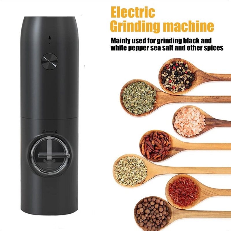 Rechargeable Electric Pepper Grinder Salt And Pepper Mills With LED Light Gravity Induction Automatic Grinding Machine Adjustable Coarseness Mills USB Charging Spice Grinde