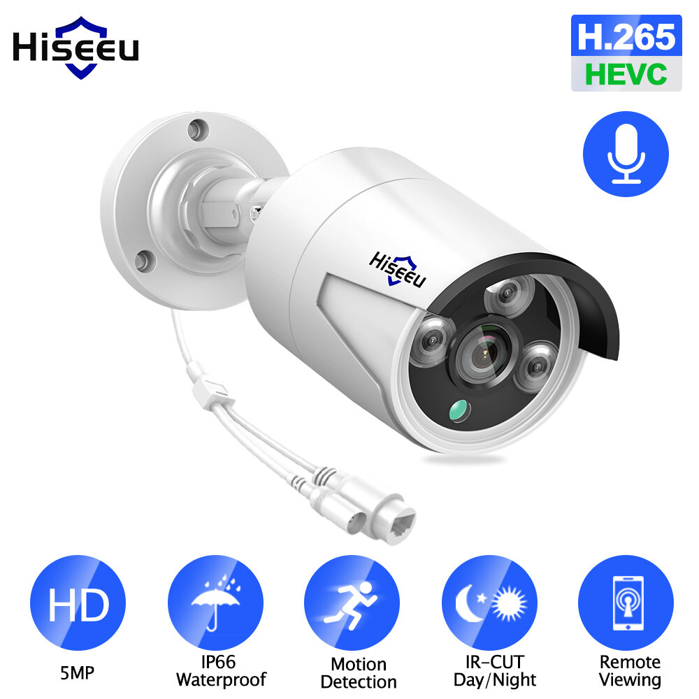 Hiseeu HB615 H.265 5MP Security IP Camera POE ONVIF Outdoor Waterproof IP66 CCTV P2P Video Camera