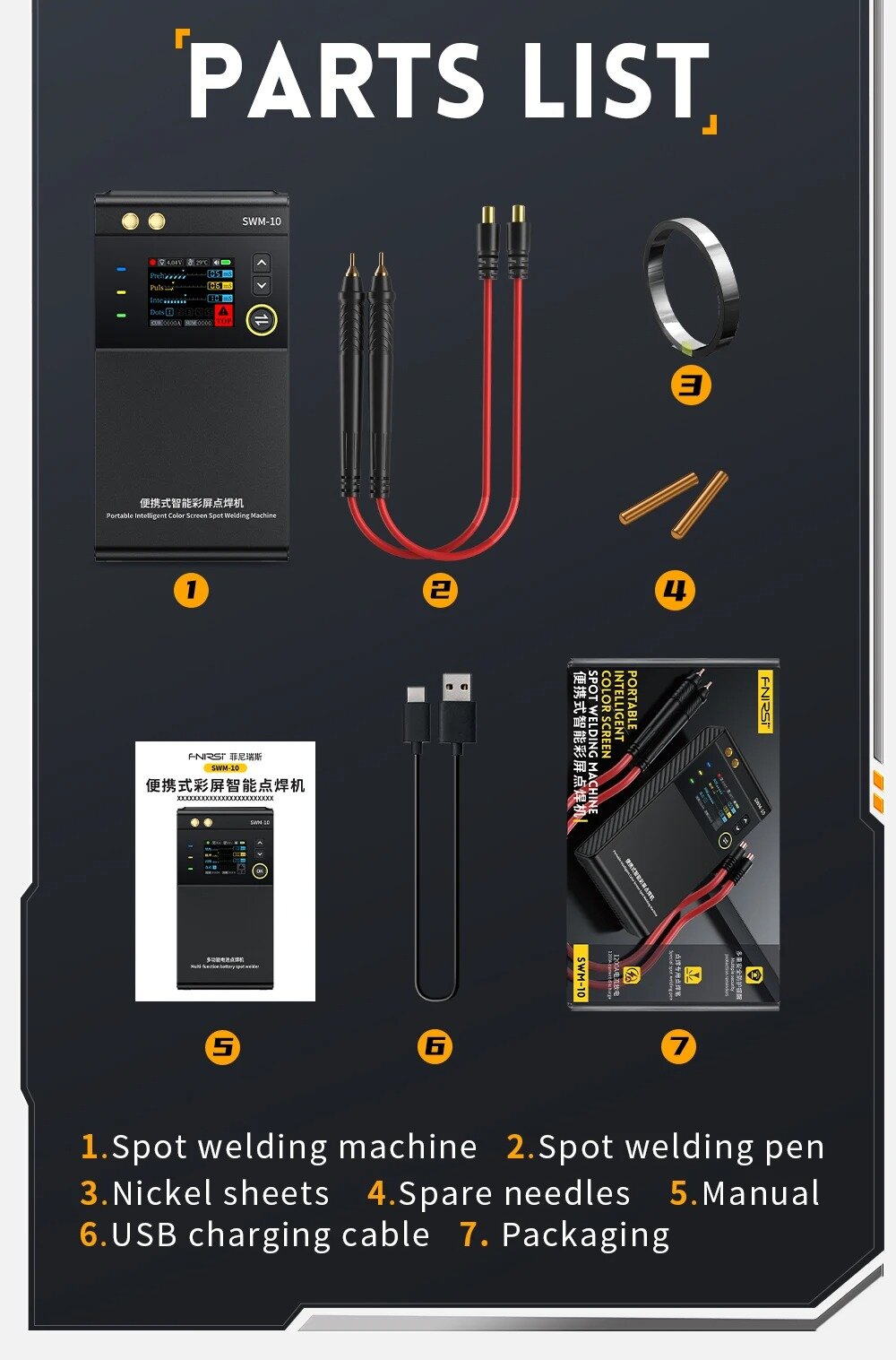 FNIRSI SWM-10 0.25mm Spot Welder 4 Gears Adjustable DIY Mini Spot Double Pulse Welding Machine 18650 Battery Pack Welding Tool Built-in 5000mAh Battery