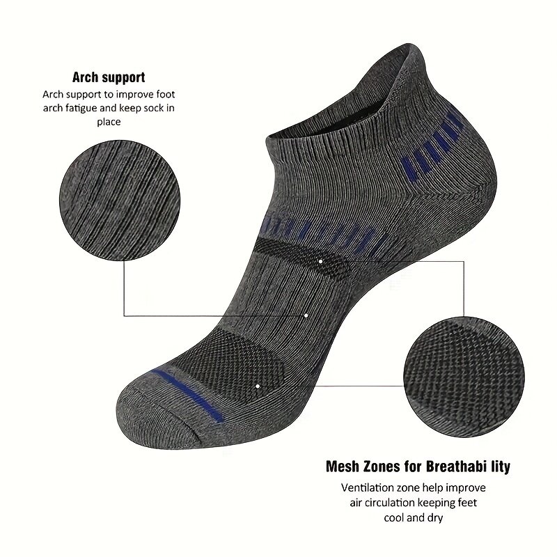 6 Pairs Men's Sports Socks,Anti Odor & Sweat Absorption Cotton Ankle Socks,Outdoor Athletic Cycling Travel Short Socks Comfy & Breathable