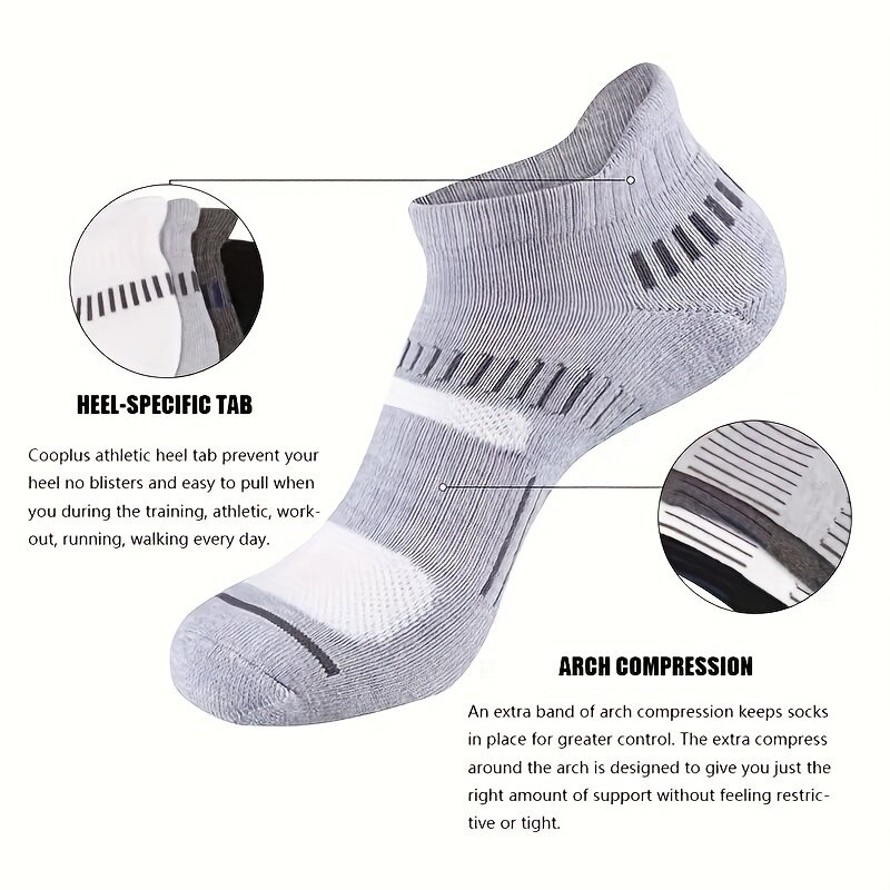 6 Pairs Men's Sports Socks,Anti Odor & Sweat Absorption Cotton Ankle Socks,Outdoor Athletic Cycling Travel Short Socks Comfy & Breathable