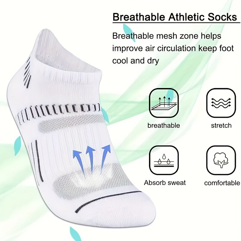 6 Pairs Men's Sports Socks,Anti Odor & Sweat Absorption Cotton Ankle Socks,Outdoor Athletic Cycling Travel Short Socks Comfy & Breathable