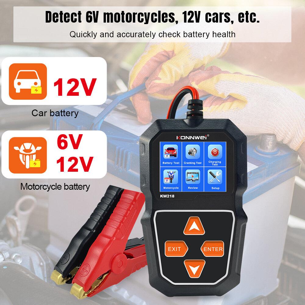 KONNWEI KW218 6V-12V Car Battery Analyzer Diagnostic Tool Professional Car Battery Tester