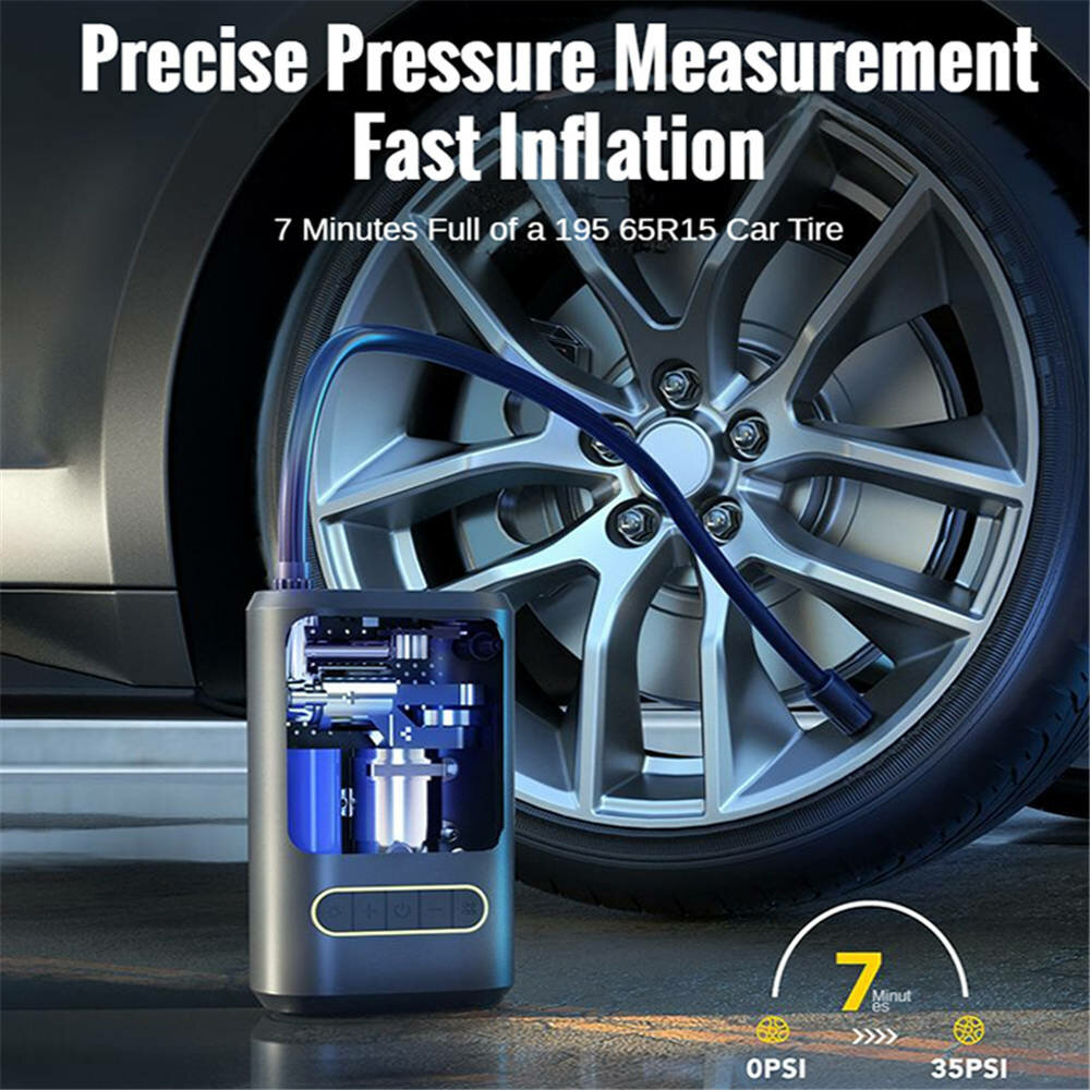 TUERBB T-AP77 Car Tire Inflator Portable Air Compressor 150PSI Cordless Air Pump with LCD Screen Power Bank with LED Lighting