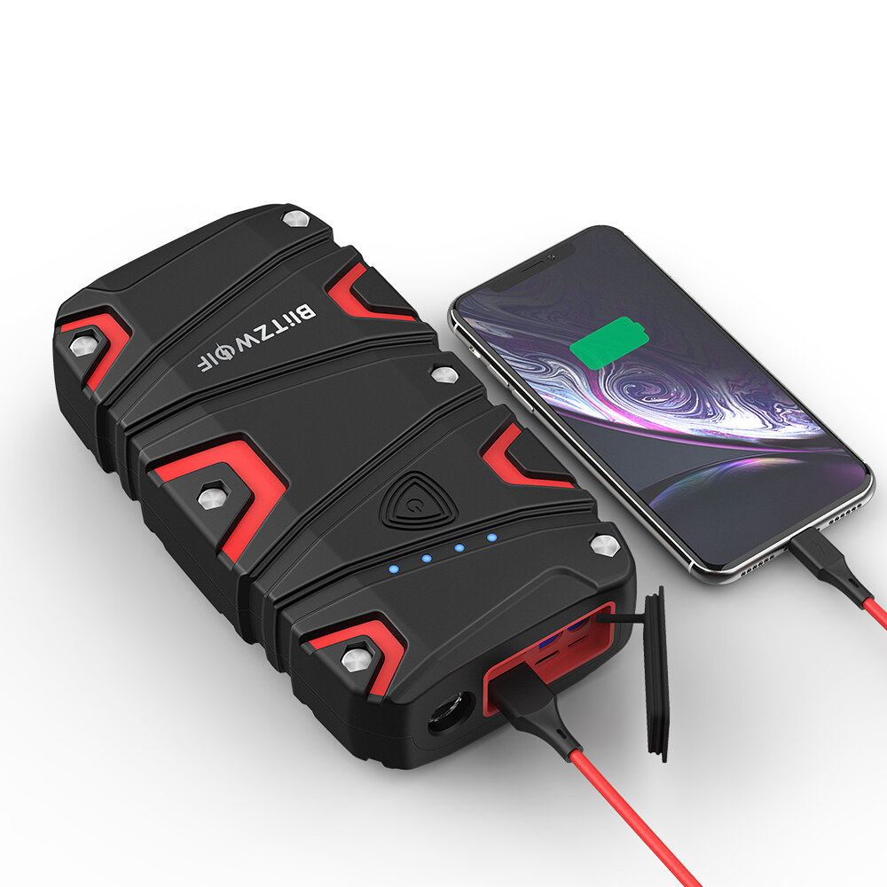 BlitzWolf® BW-JS1 2500A 20000mAh Portable Car Jump Starter Emergency Battery Booster Power Bank Waterproof with LED Flashlight QC3.0 USB Charging Port
