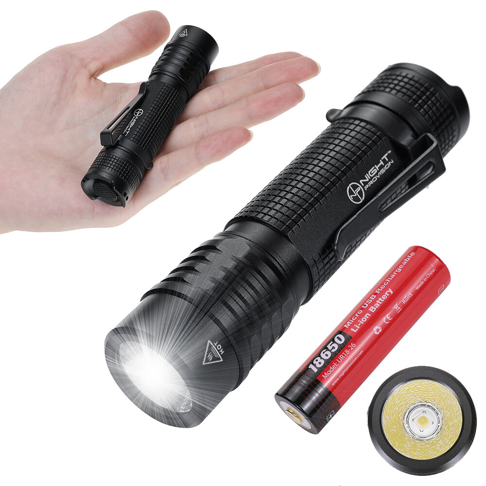 Folomov TX8 Nichia 219D 960LM Ultrabright Campact EDC Tactical Flashlight with 2600mAh USB Charging 18650 Battery Rechargeable Aluminum Portable Mini LED Torch Waterproof Outdoor EDC Tactical Survival Tool