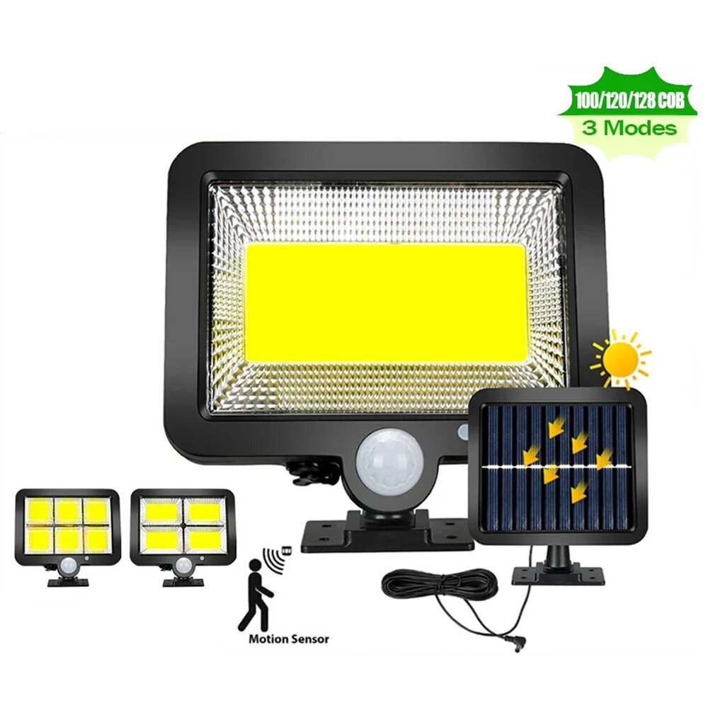 100/120/128COB Solar Lights Outdoor Split Wall Lamp 3 Modes Waterproof Motion Sensor Street Light for Home Garden Landscape