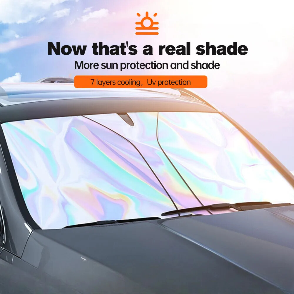 RedrRover 3 Layer Laser Sun Protection Shade Sunshade Privacy Curtain Car Front Windshield Heat Insulation Block UV Ray Sunlight