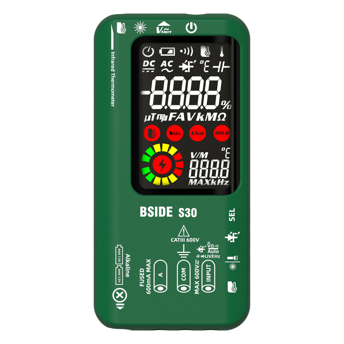 BSIDE S30 Smart Multimeter with Infrared Temperature Measurement Color Screen High Precision Voltage Current Resistance Capacitance Tester