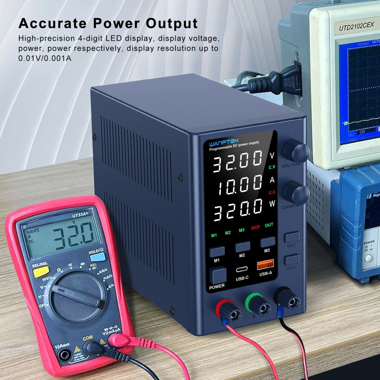 WANPTEK Regulated Power Supply with 0-160V Voltage 0-10A Current Multi-Function Protection Superior Stability Digital Display ideal for Diverse Electronics Application EPS3205/EPS3210/EPS6205/EPS1203/EPS1602