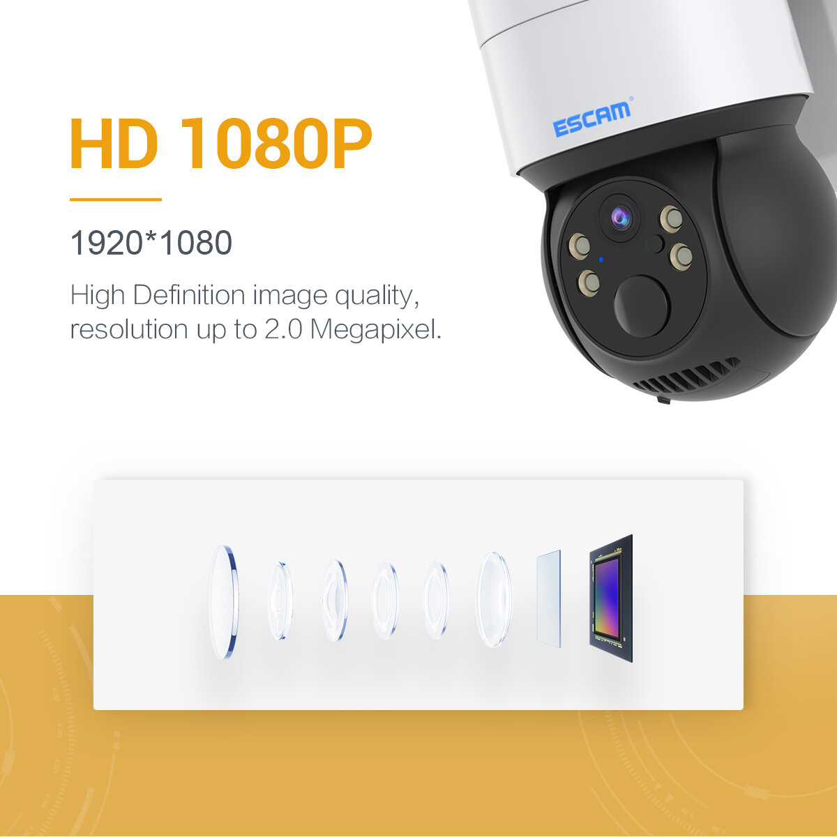 ESCAM QF170 2MP PTZ WIFI IP Camera Solar Panel Battery PIR Alarm Full Color Night Vision Two Way Audio IP66 Cloud Storage