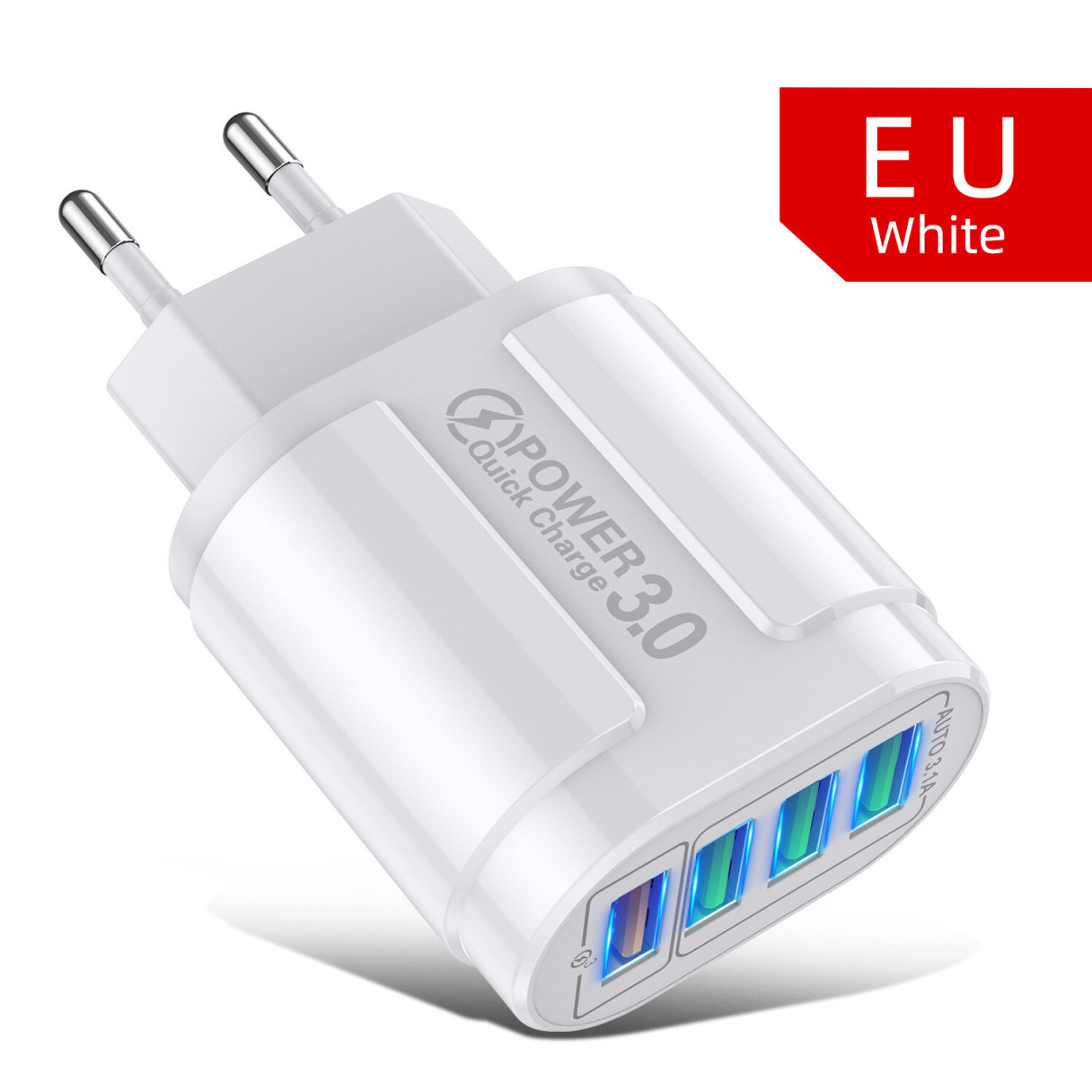 USLION 48W 4 USB Ports QC 3.0 Fast Charger Wall Travel Charging EU Plug/US Plug Adapter For iPhone 14 14 Plus 14 Pro Max for iPad Pro For Samsung Galaxy S22 Ultra Galaxy Z Flip 4 For Xiaomi Mi 12T Redmi Note 12 Huawei P50