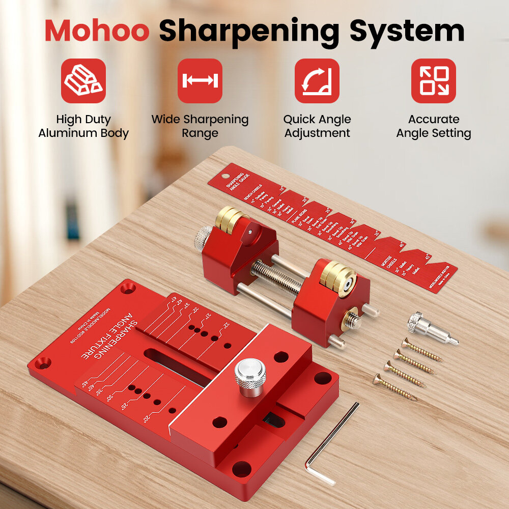 Mohoo Sharpening System Honing Guide Sharpening Holder Angle Fixture Angle Gauge for Woodworking Chisel