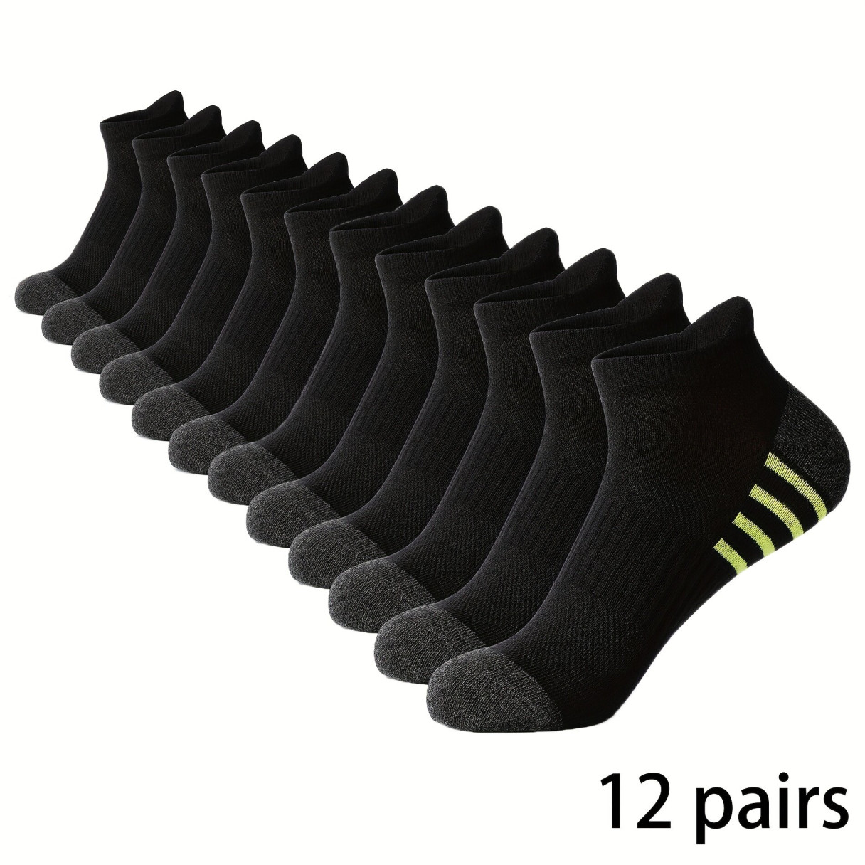 12 Pairs Men's Casual Stripe Socks,Soft Comfy Low Cut Elastic Ankle Socks,Fitness Sports Socks,Breathable Mesh Male Short Sock