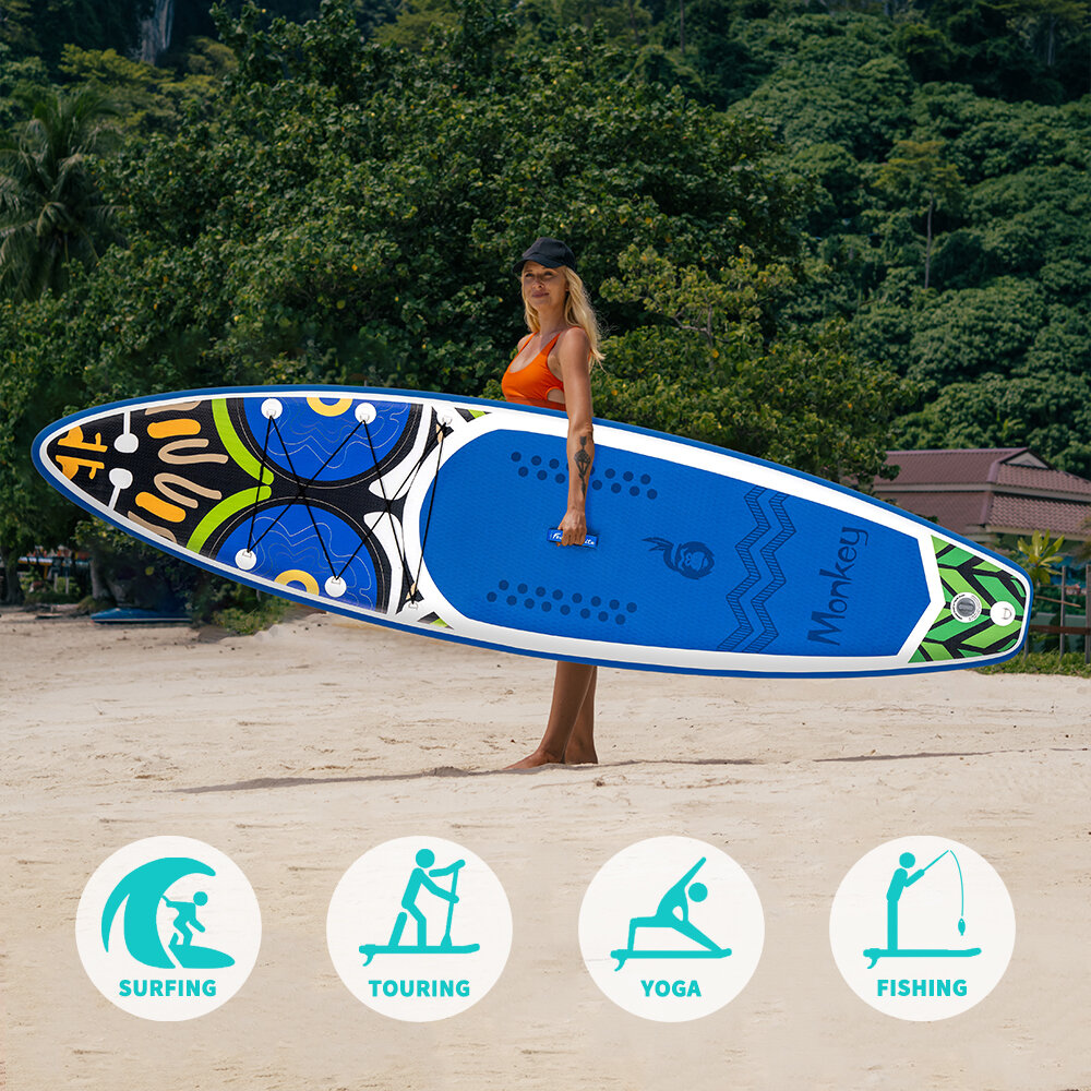 [EU Direct] FunWater 335cm Large Size Inflatable Stand Up Paddle Board Surfboard Complete Paddleboard Accessories Adjustable Paddle, Pump, ISUP Travel Backpack, Leash, Waterproof Bag, Adult Paddle Board FUNWATER, SUPFR02D SUPFR01D