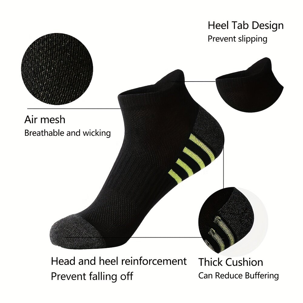 12 Pairs Men's Casual Stripe Socks,Soft Comfy Low Cut Elastic Ankle Socks,Fitness Sports Socks,Breathable Mesh Male Short Sock