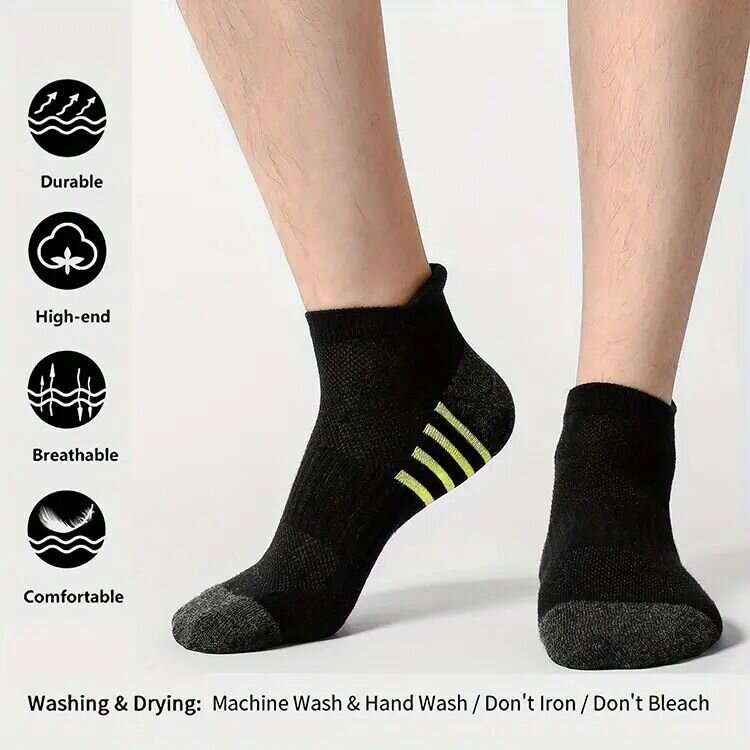 12 Pairs Men's Casual Stripe Socks,Soft Comfy Low Cut Elastic Ankle Socks,Fitness Sports Socks,Breathable Mesh Male Short Sock