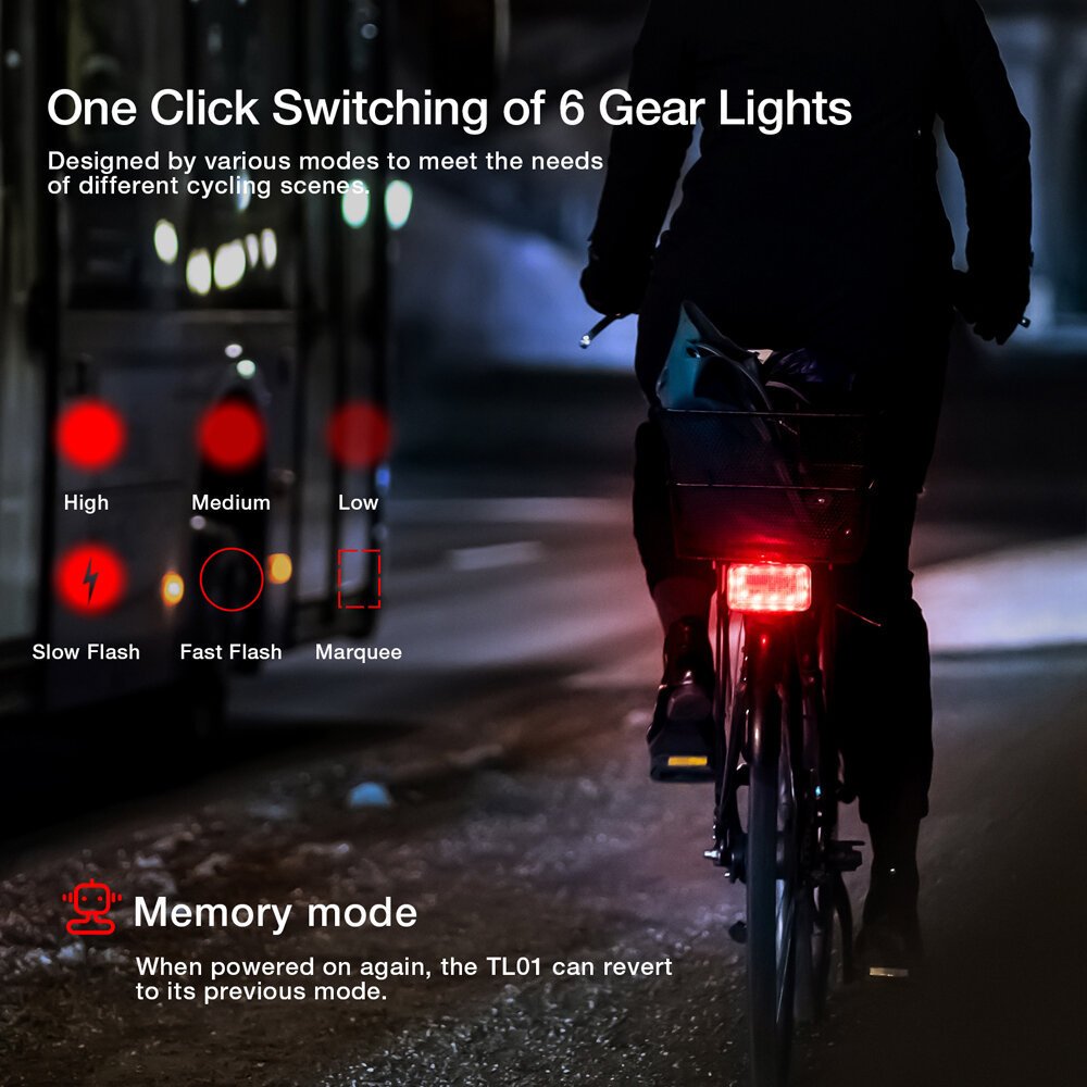 Astrolux® TL01 Bike Taillight 500mAh Battery 6 Light Modes USB-C Rechargeable IPX6 Waterproof Wear-resistant Aluminum Shell Bicycle Rear Light for Night Cycling