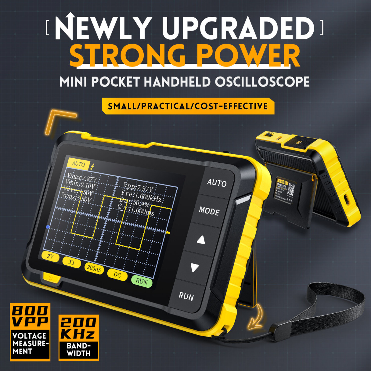 FNIRSI DSO152 Mini Handheld Digital Oscilloscope Latest Version 2.5MSa/s 200KHz Analog Bandwidth 800 VPP with PWM Output