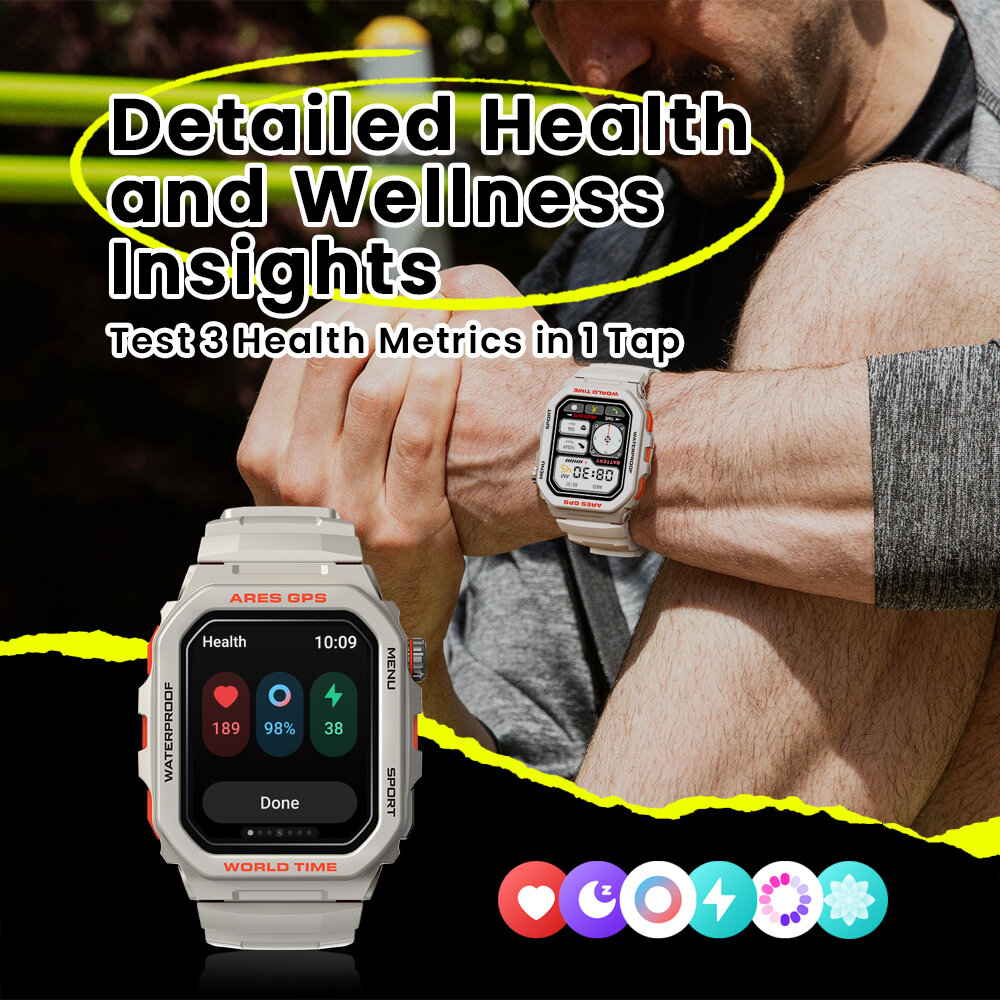 [World Premiere]Zeblaze Ares GPS Rugged 1.75 inch HD 3 ATM Detailed Health and Wellness Insights bluetooth Calls Assistant Smart Watch