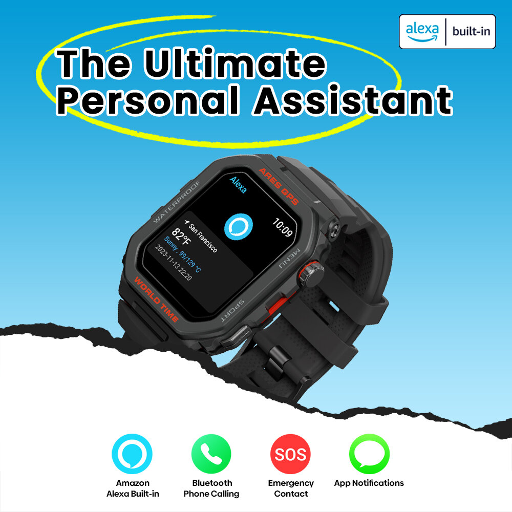 [World Premiere]Zeblaze Ares GPS Rugged 1.75 inch HD 3 ATM Detailed Health and Wellness Insights bluetooth Calls Assistant Smart Watch