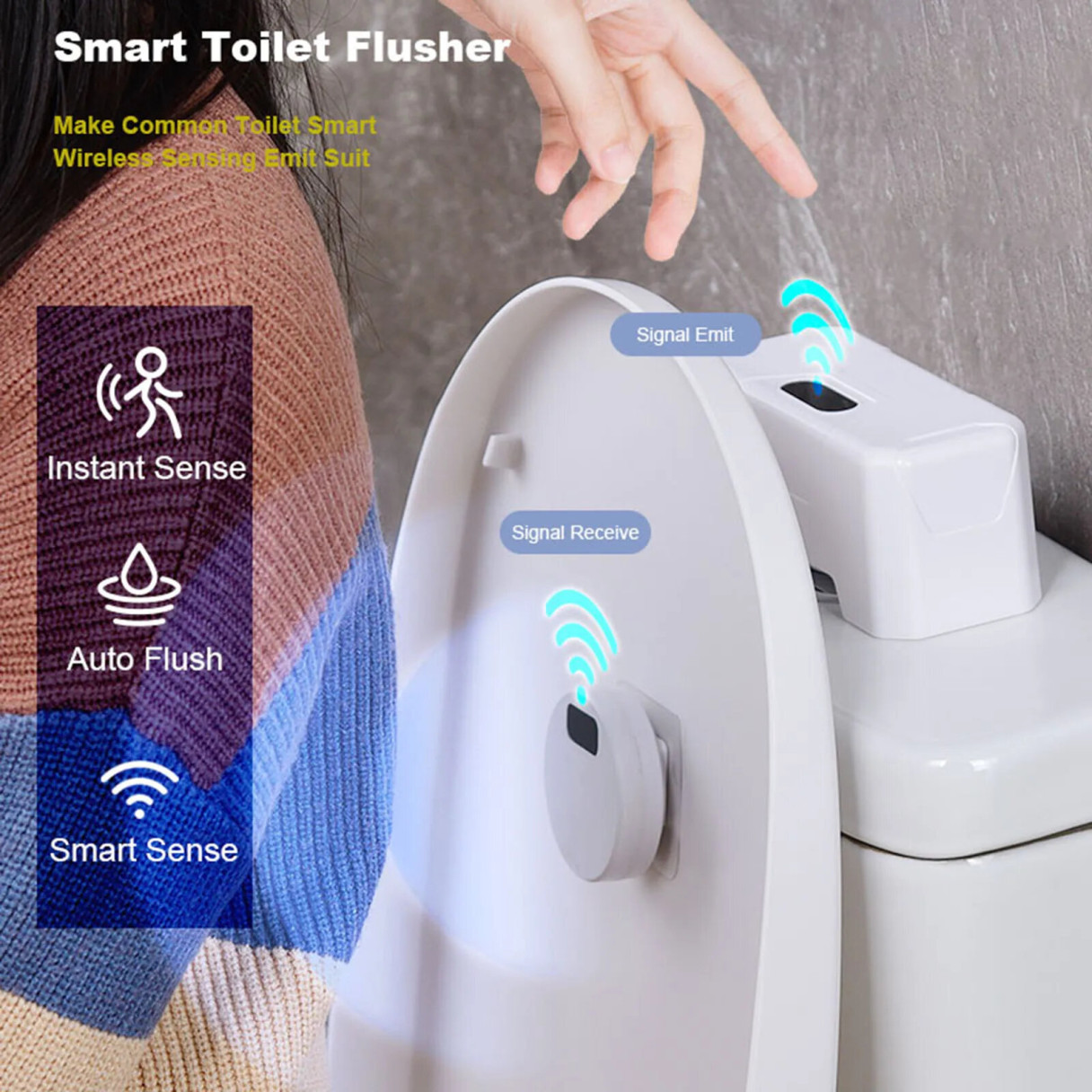 Intelligent Smart Sensor Toilet Flusher Automatic Sensor Touchless Toilet Flush for Public Use Home Bathroom