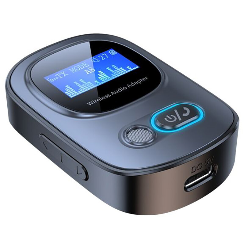 2-in-1 Bluetooth Adapter Receiver Transmitter with HD Display Audio Adapter Bluetooth 5.3 Receiver For Car With LED Display Aux Bluetooth