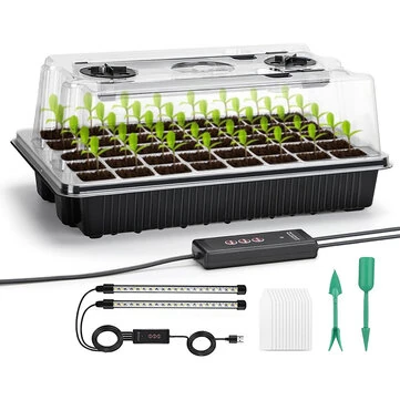 Seed Starter Tray with Grow Light 40 Cells Seed Starter Kit with Humidtiy Dome Seedling Starter Trays for Seed Germination Kit Seedling Starting Propagation Cloning Plants