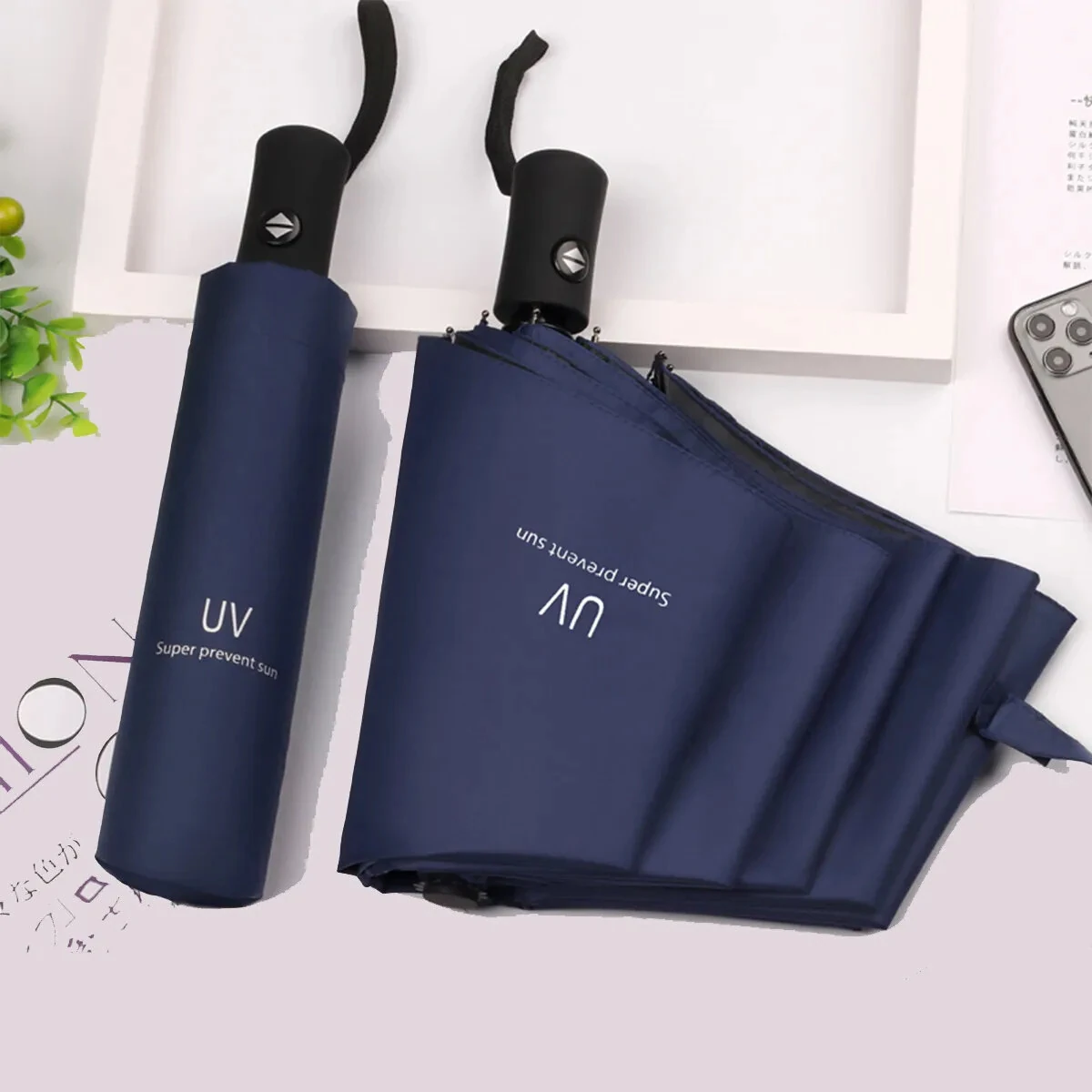 8-Rib Travel Umbrella Windproof Automatic Open and Close Multicolor Portable Rain Sun Protection for All Weather Conditions