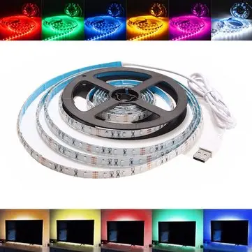 2M Non-Waterproof USB SMD3528 TV Background Computer LED Strip Tape Flexible Light DC5V 