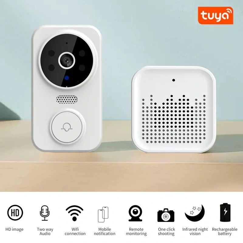 M8 Tuya WiFi Mini Smart Video Doorbell with Camera Smart Security Home Door Bell Smart Life Doorbell with Night Vision Camera Bell