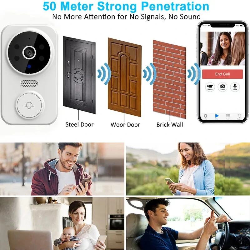 M8 Tuya WiFi Mini Smart Video Doorbell with Camera Smart Security Home Door Bell Smart Life Doorbell with Night Vision Camera Bell